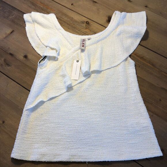 Anthropologie Dolan Cream Cotton Ruffle Top Size X Small NWT - Picture 4 of 12